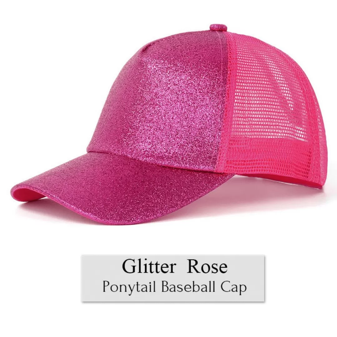 Fun in Bun® Glitter Ponytail Baseball Cap