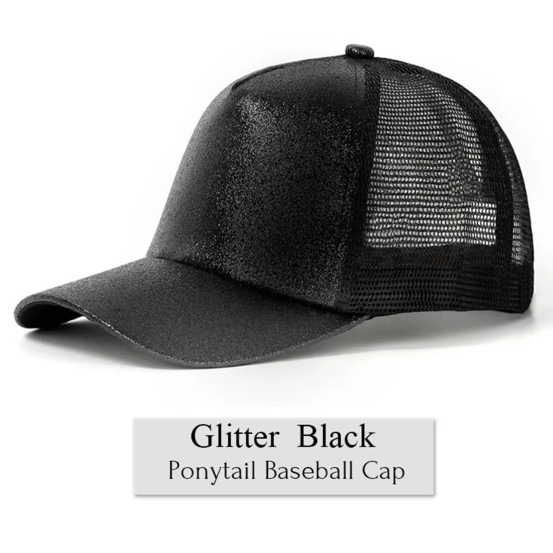 Fun in Bun® Glitter Ponytail Baseball Cap