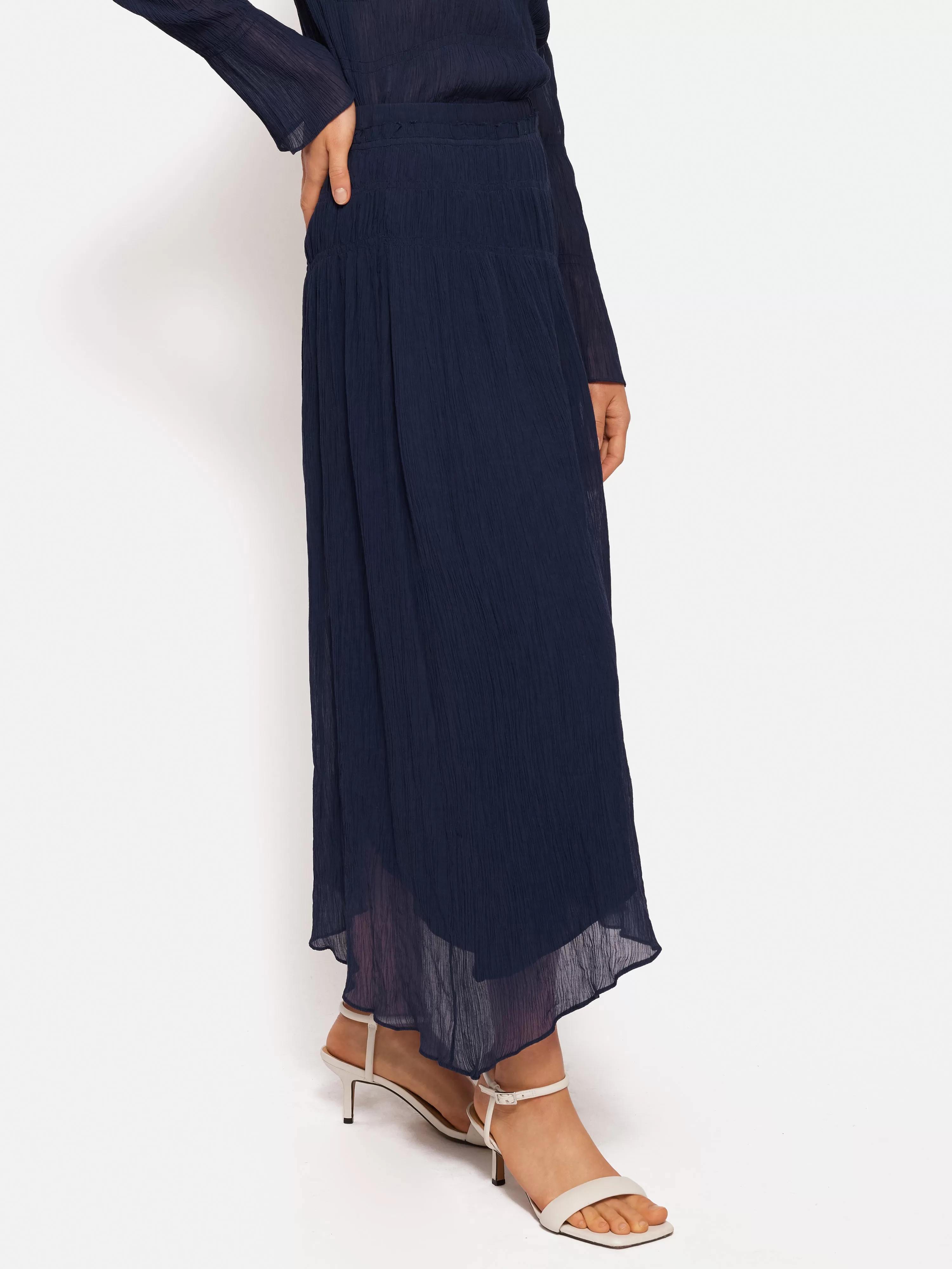 Gauze Viscose Ruched Skirt | Blue