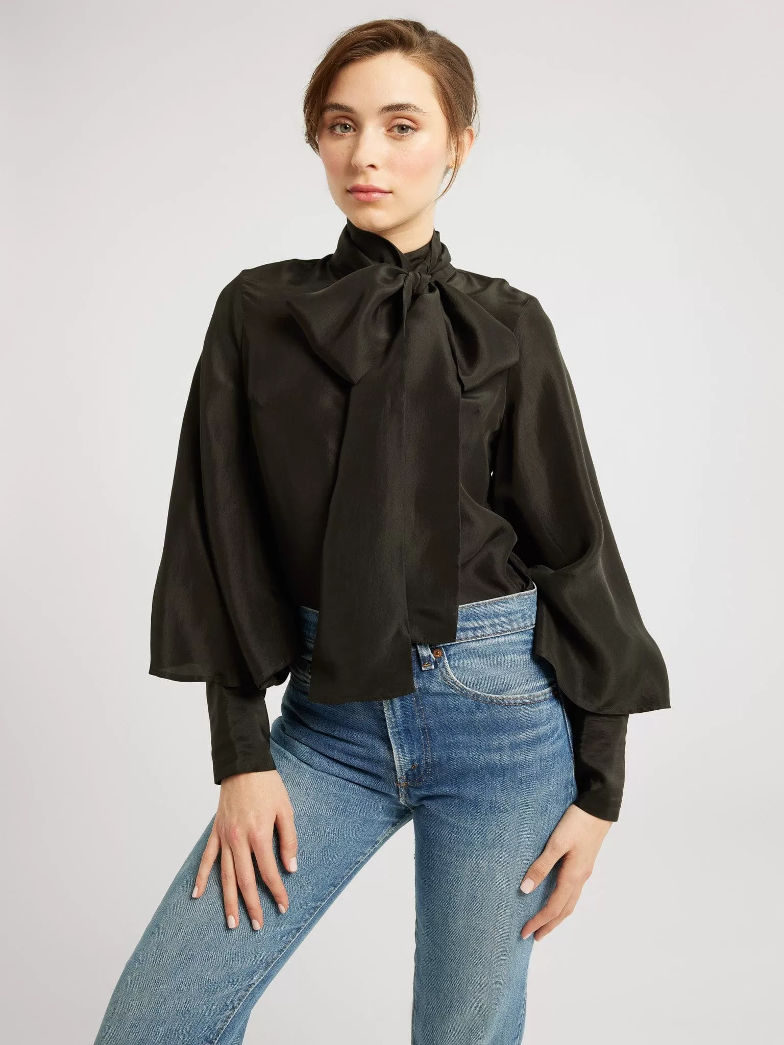 Gigi Top in Black Washed Silk