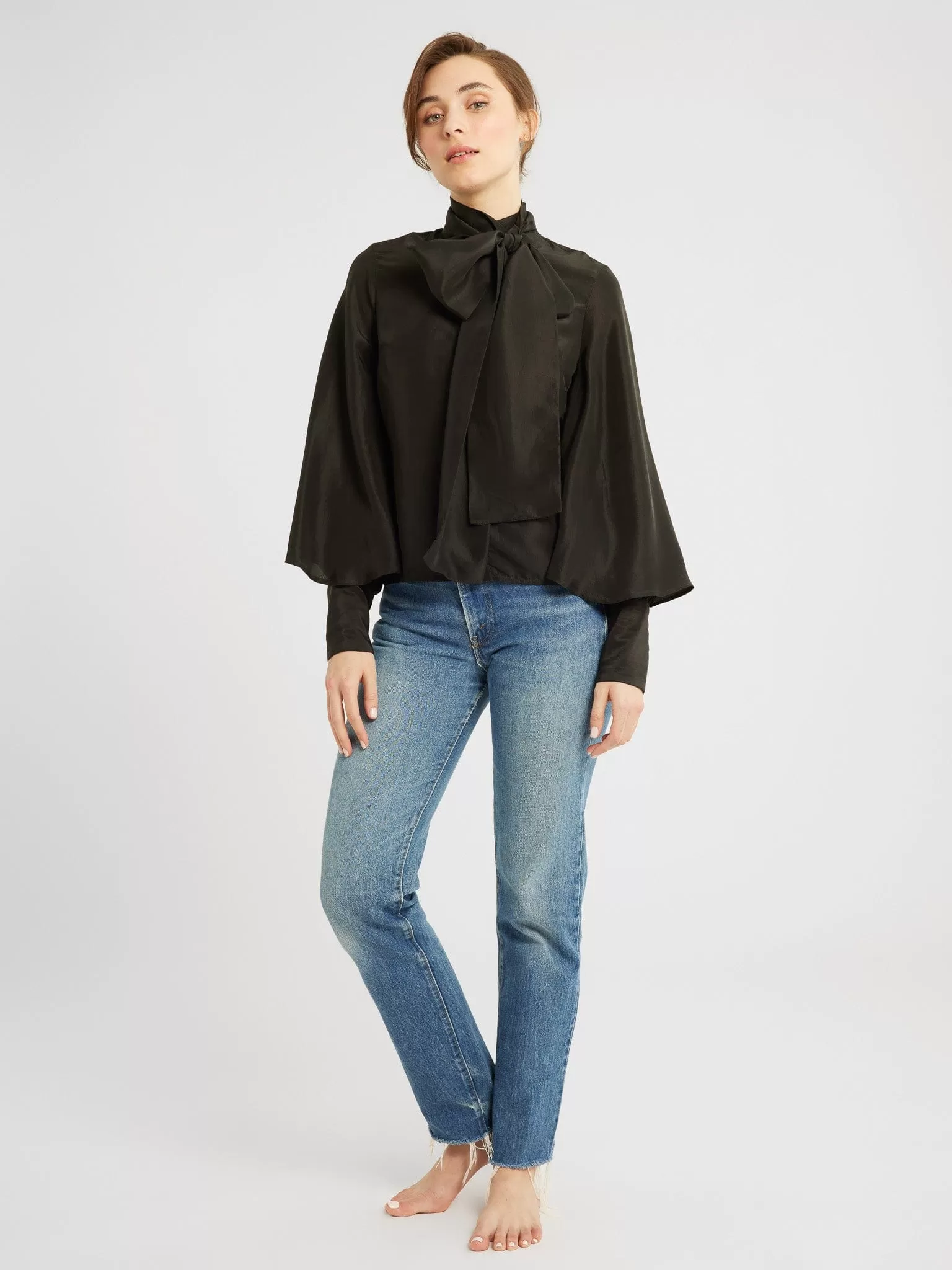 Gigi Top in Black Washed Silk