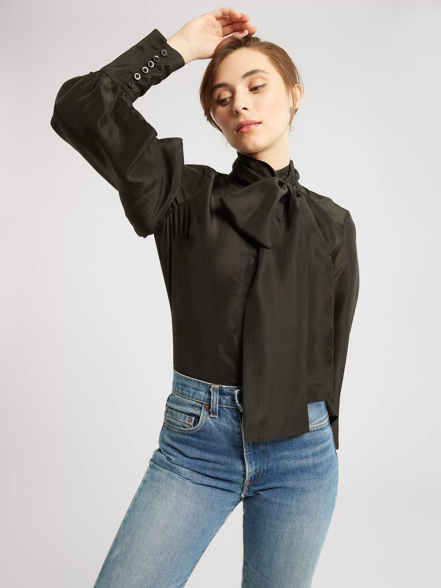 Gigi Top in Black Washed Silk