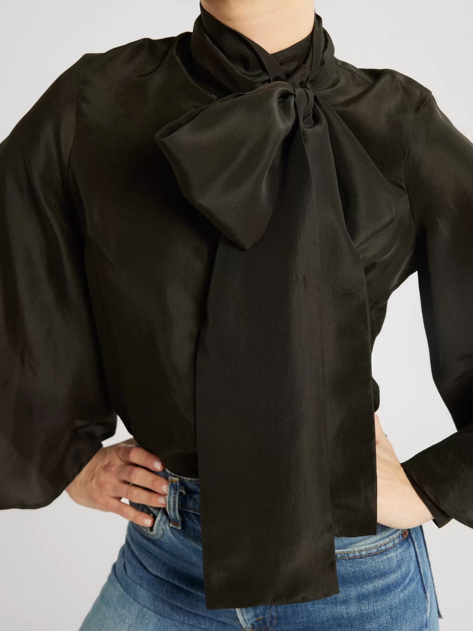 Gigi Top in Black Washed Silk