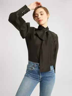 Gigi Top in Black Washed Silk