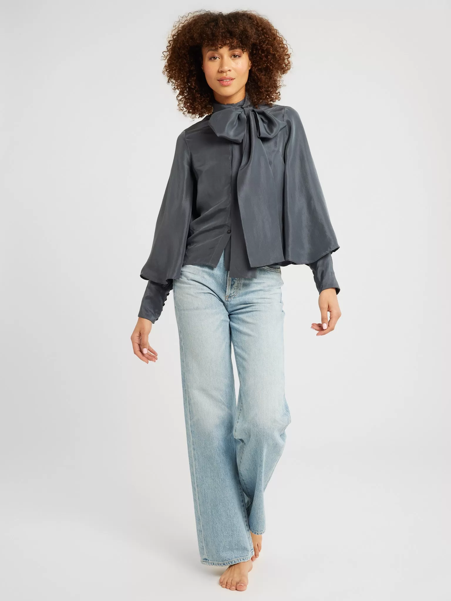 Gigi Top in Navy Washed Silk