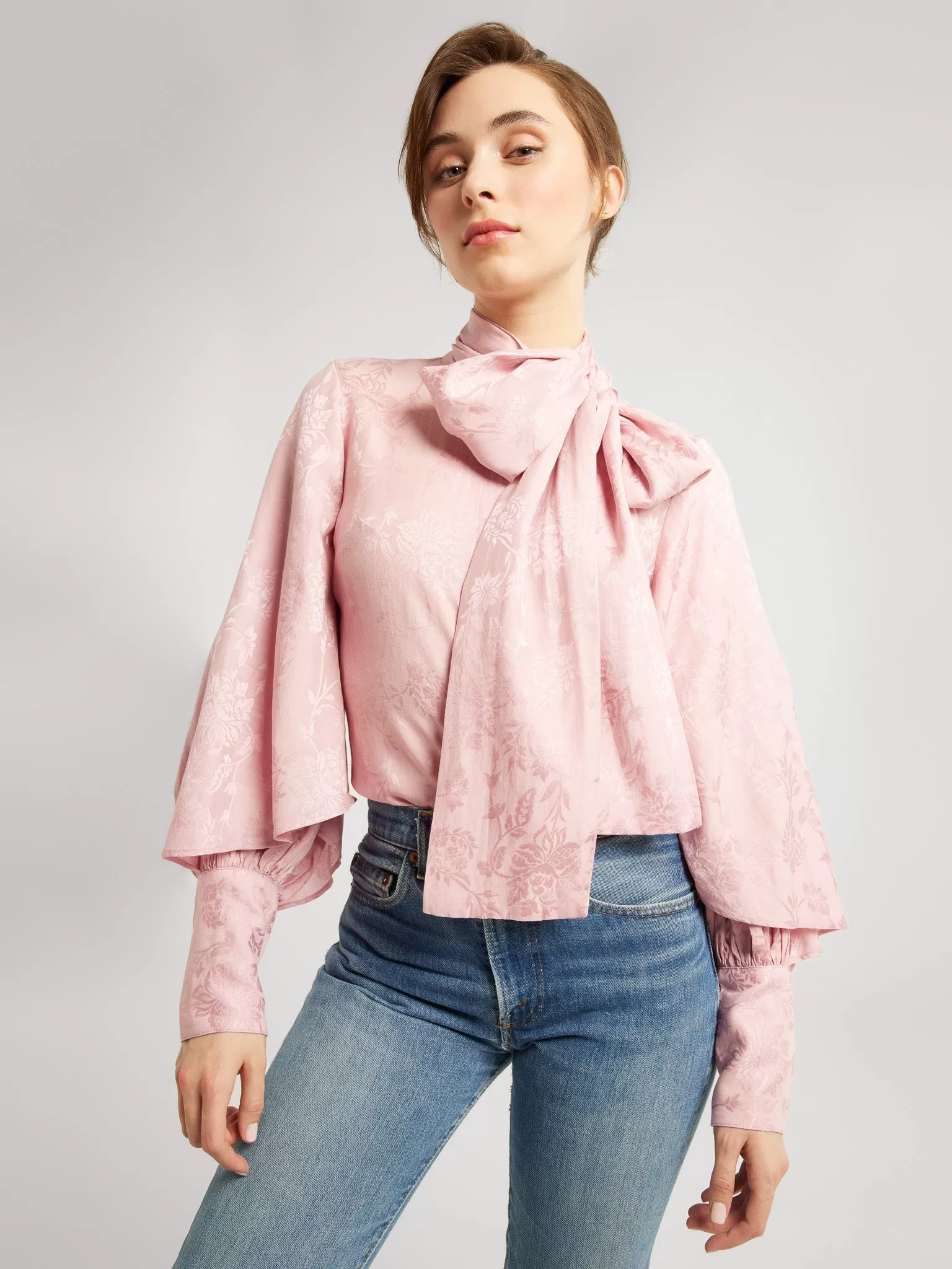 Gigi Top in Pink Jacquard