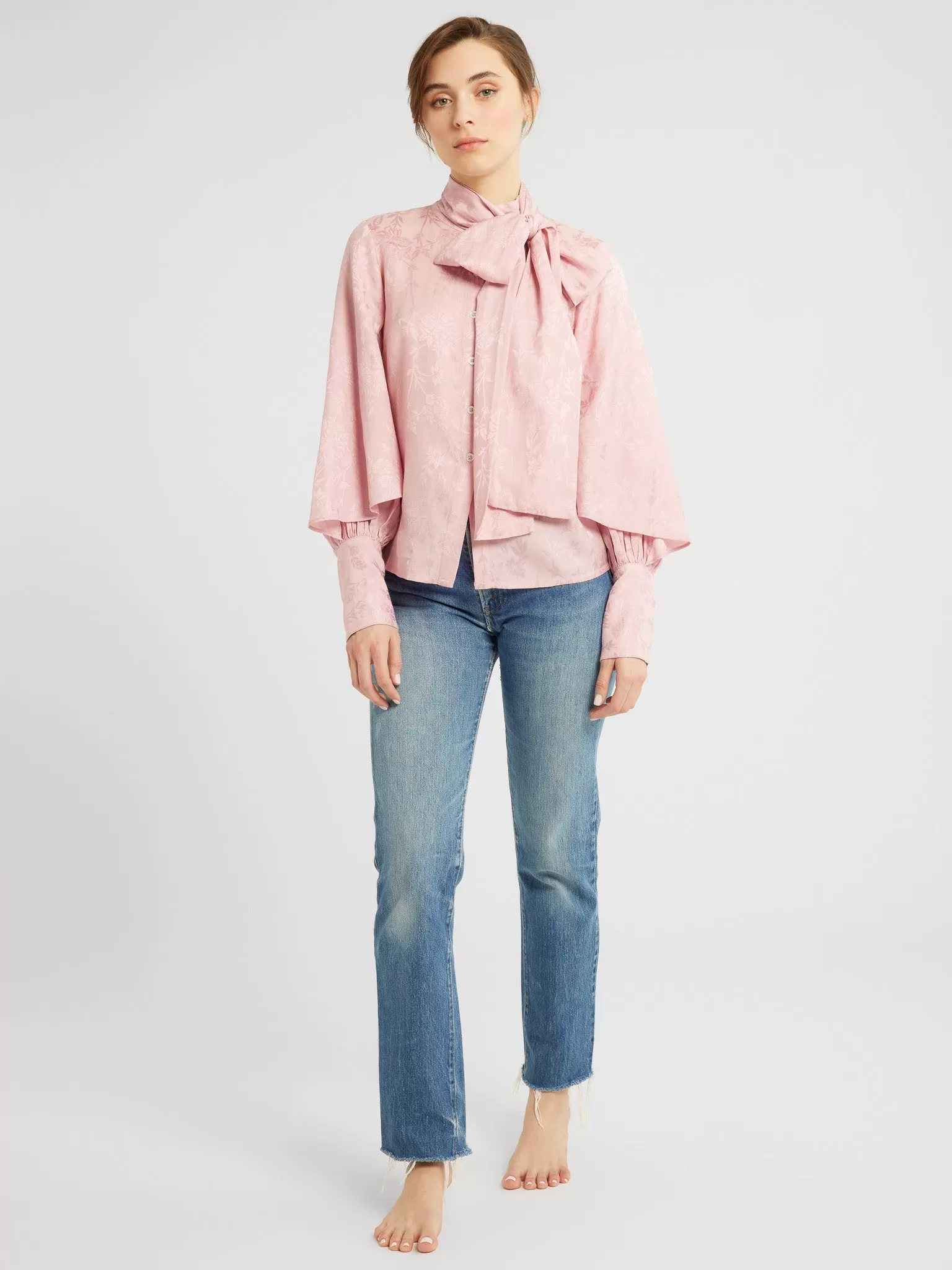 Gigi Top in Pink Jacquard