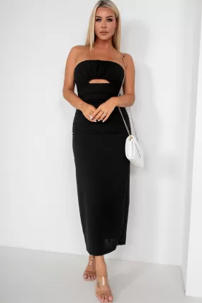 Ginny Black Linen Bandeau Dress