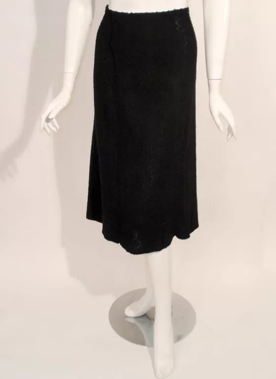 HATTIE CARNEGIE 1940s 2 pc Black Boucle Knit Skirt Suit