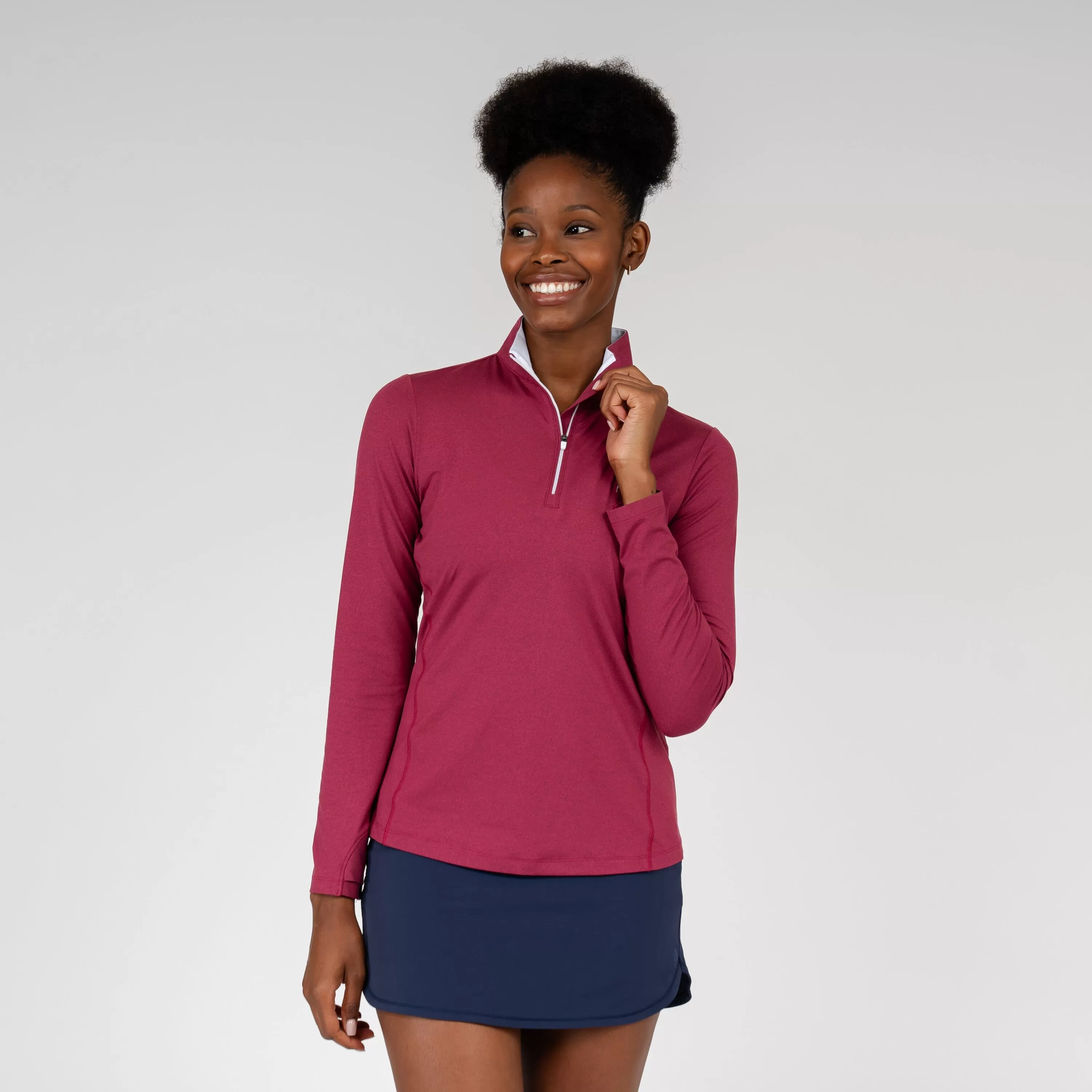 Heather Performance Q-Zip | Heather - Barn Red/Garnet Red