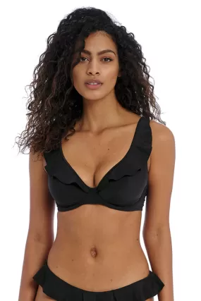 Jewel Cove High Apex Bikini Top Plain Black