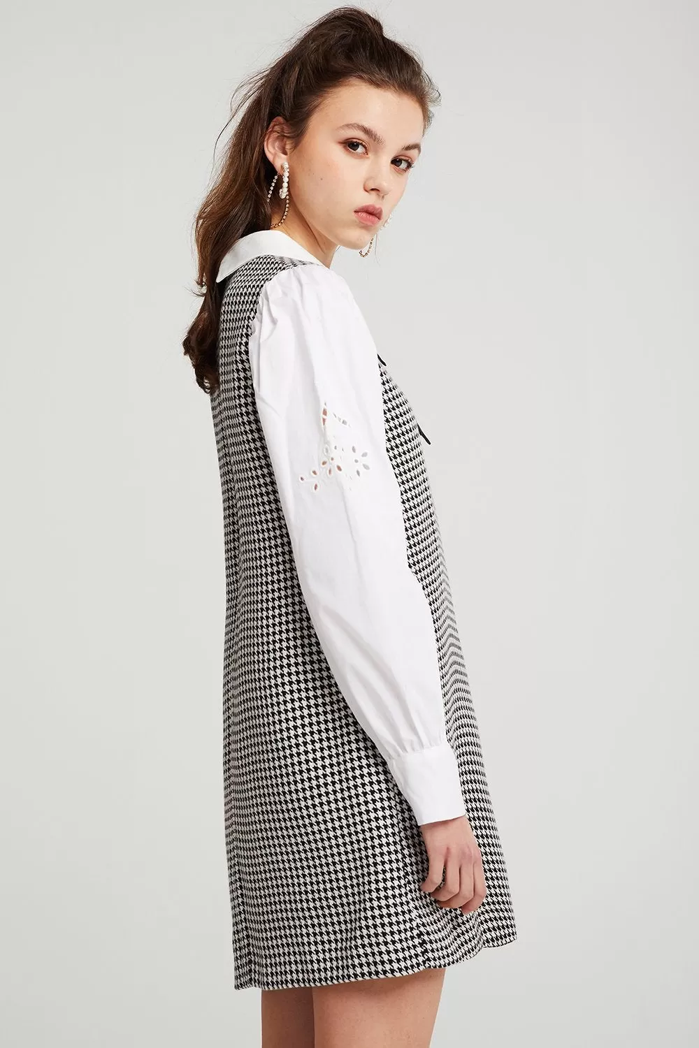 Joyce Jeweled Collar Shirt Dress