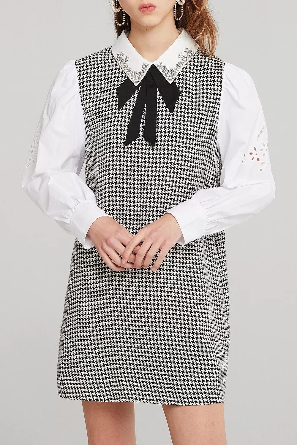 Joyce Jeweled Collar Shirt Dress