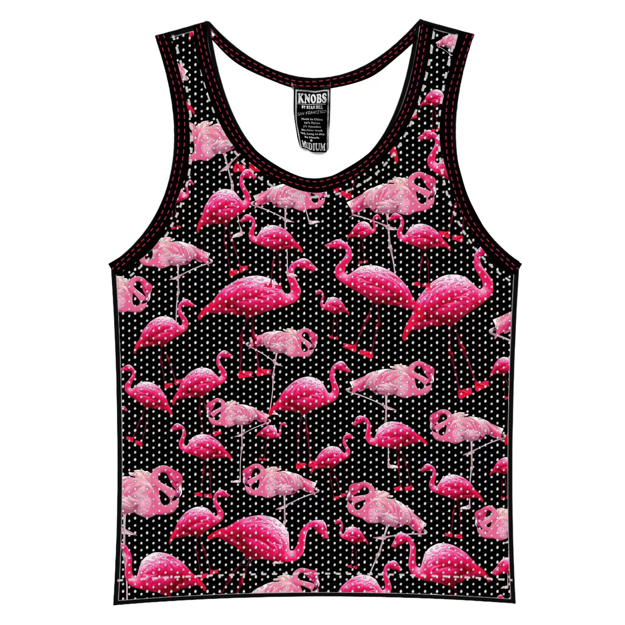 Knobs Flamingos tank mesh black