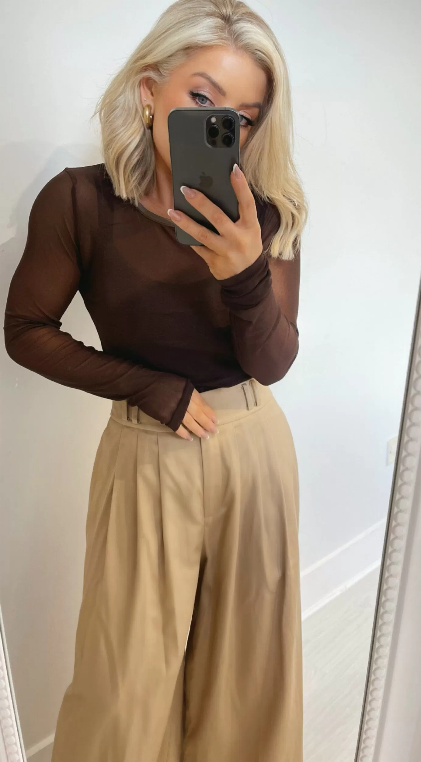 MARS MESH TOP - CHOCOLATE