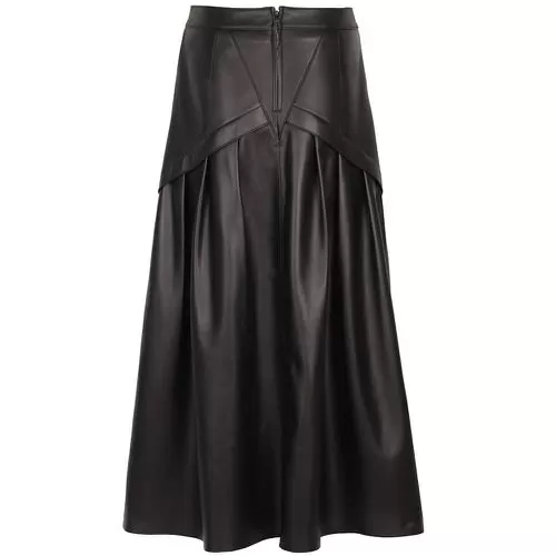 Maxi Leather Skirt with Large Front Pockets