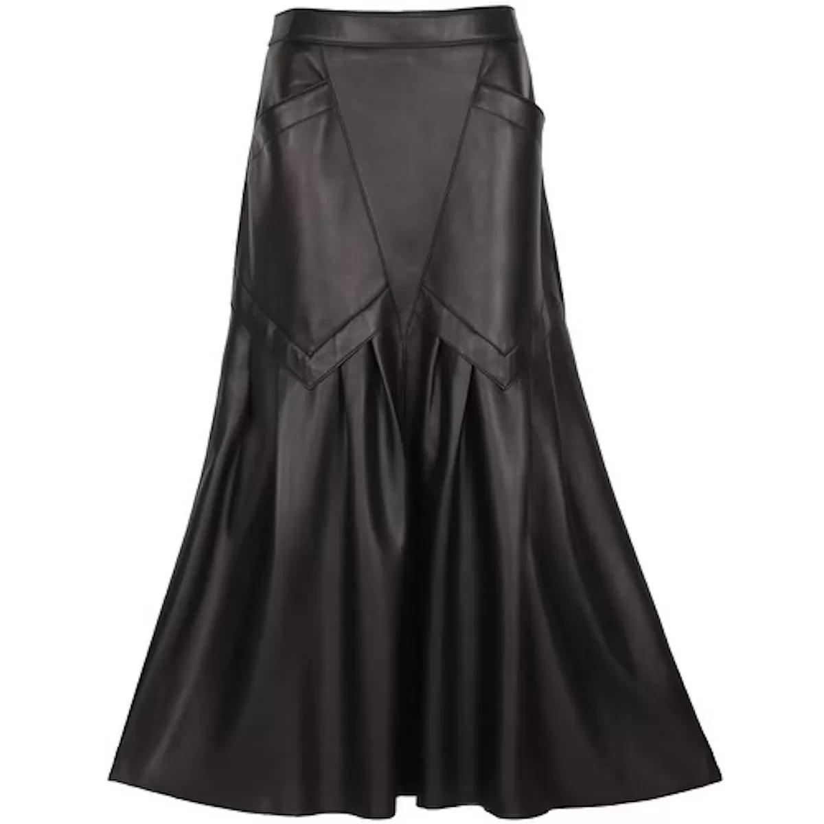 Maxi Leather Skirt with Large Front Pockets