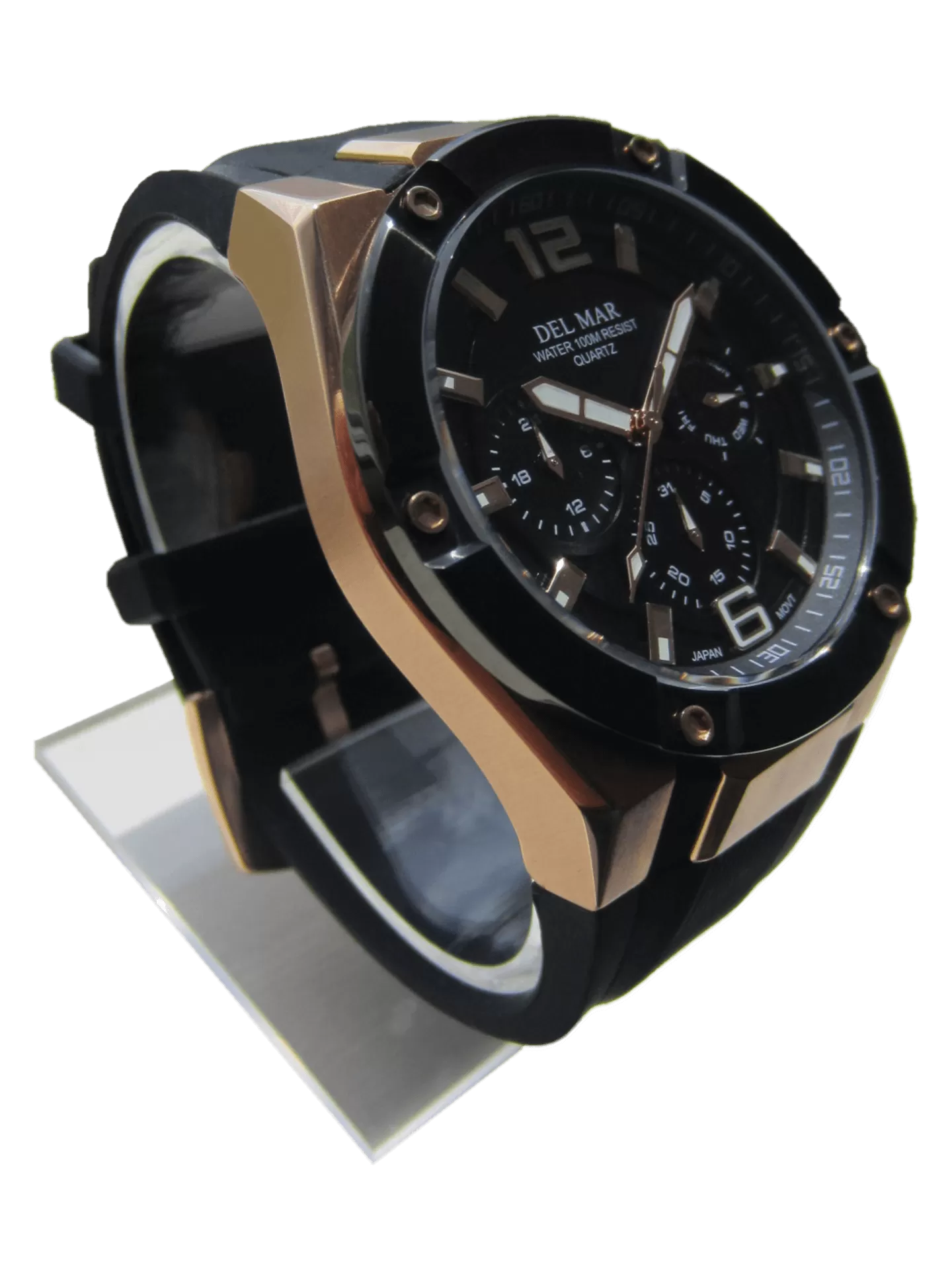 Men's Black Dial, Bronze Trim Multi-function Watch - #50396