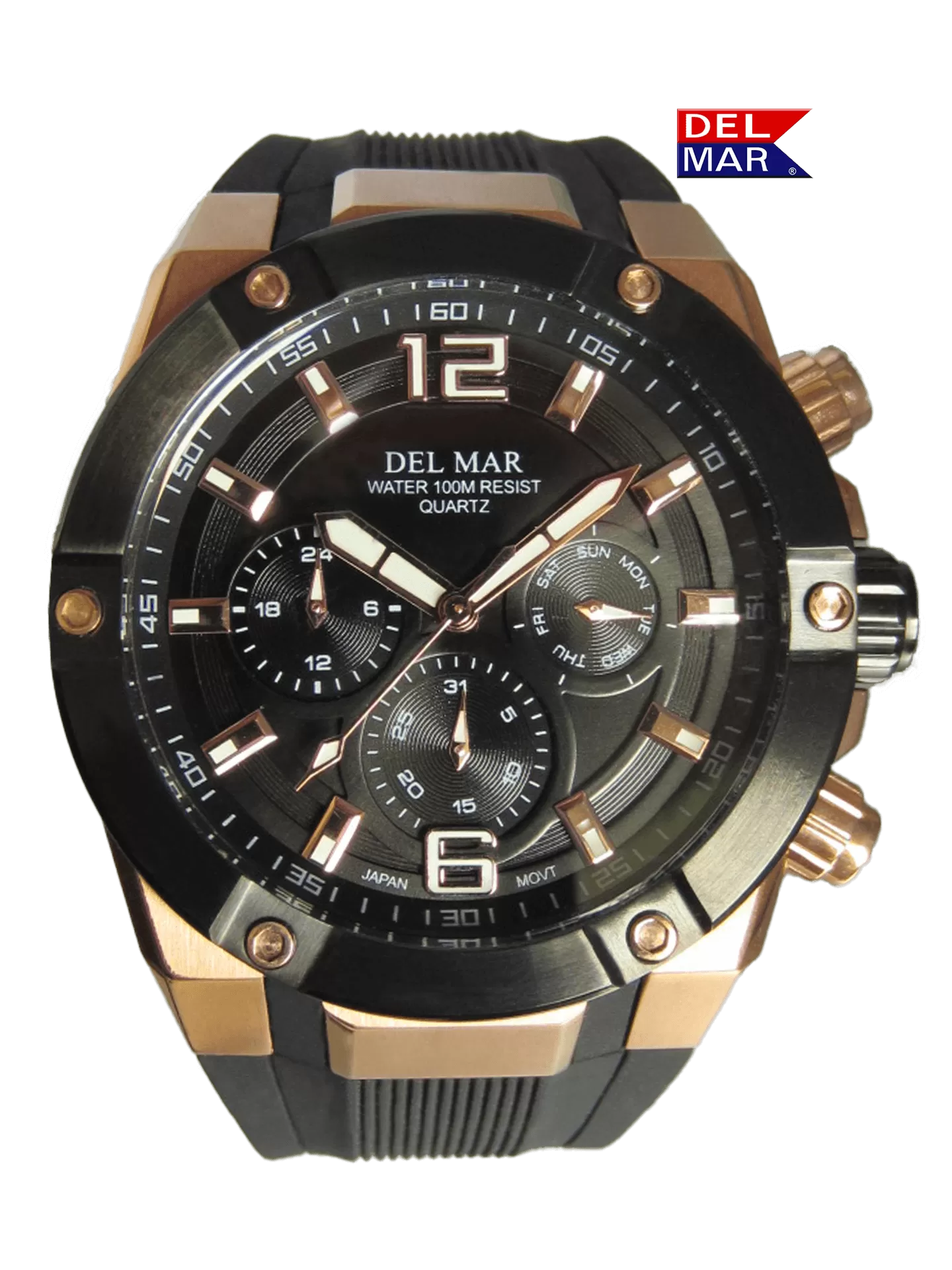 Men's Black Dial, Bronze Trim Multi-function Watch - #50396