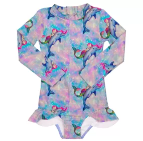 Mermaid and Dolphin Girls Front Zip Swimmers