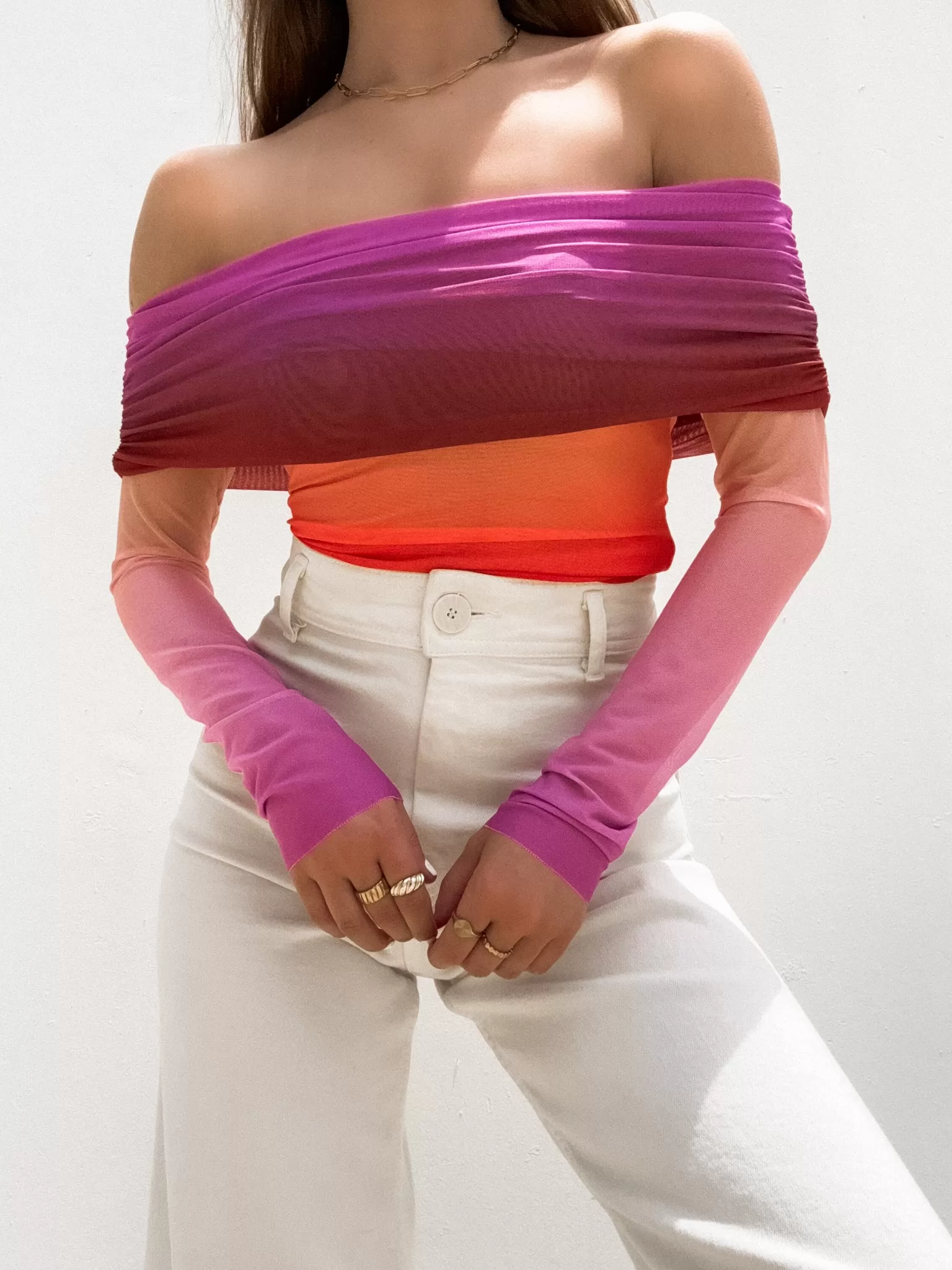 Miami Sunset Mesh Top