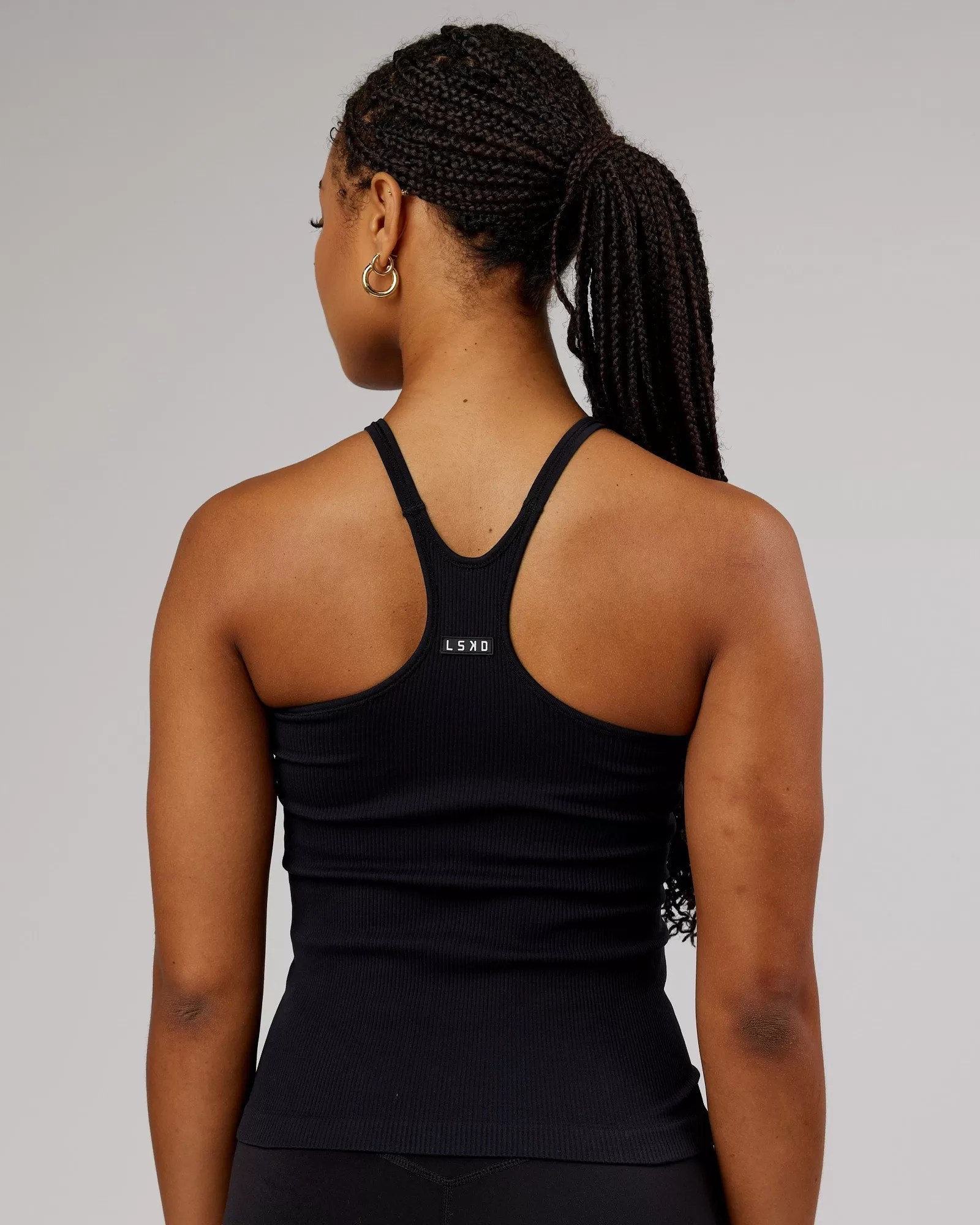 Minimal Seamless Ribbed Tank - Black