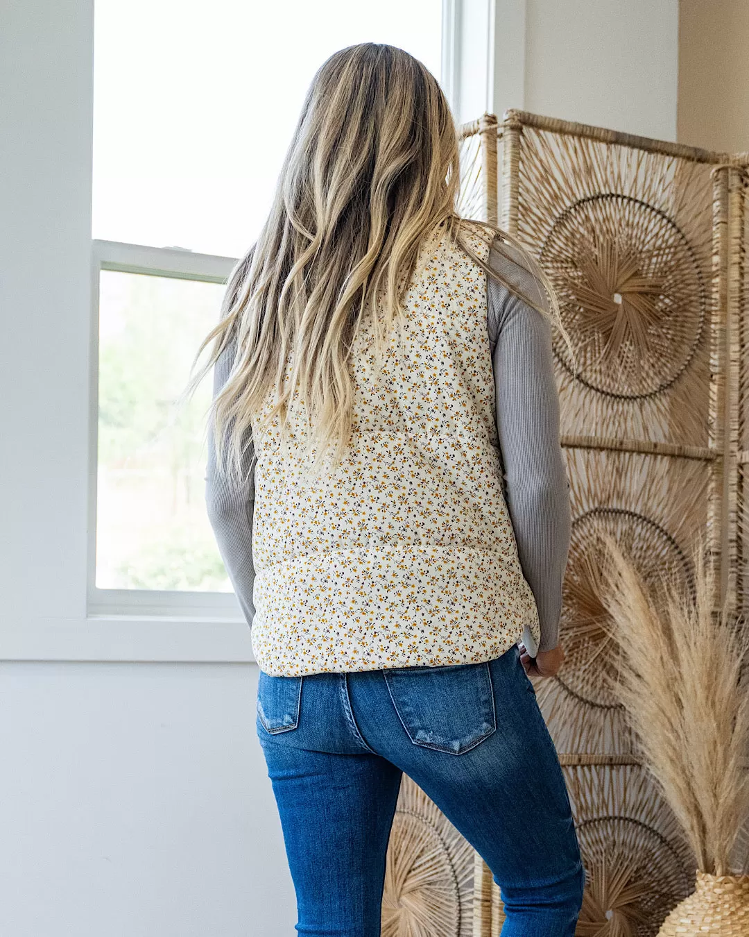 NEW! Londyn Ivory Floral Quilted Vest