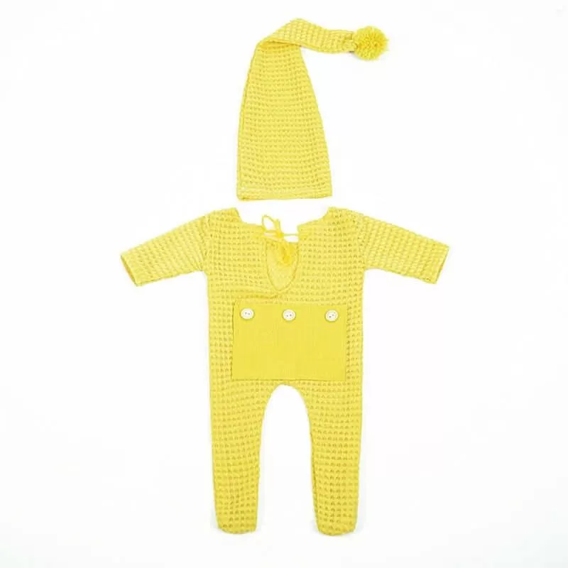 Newborn Photography Knit Crochet Hat   Romper 2Pcs/Set