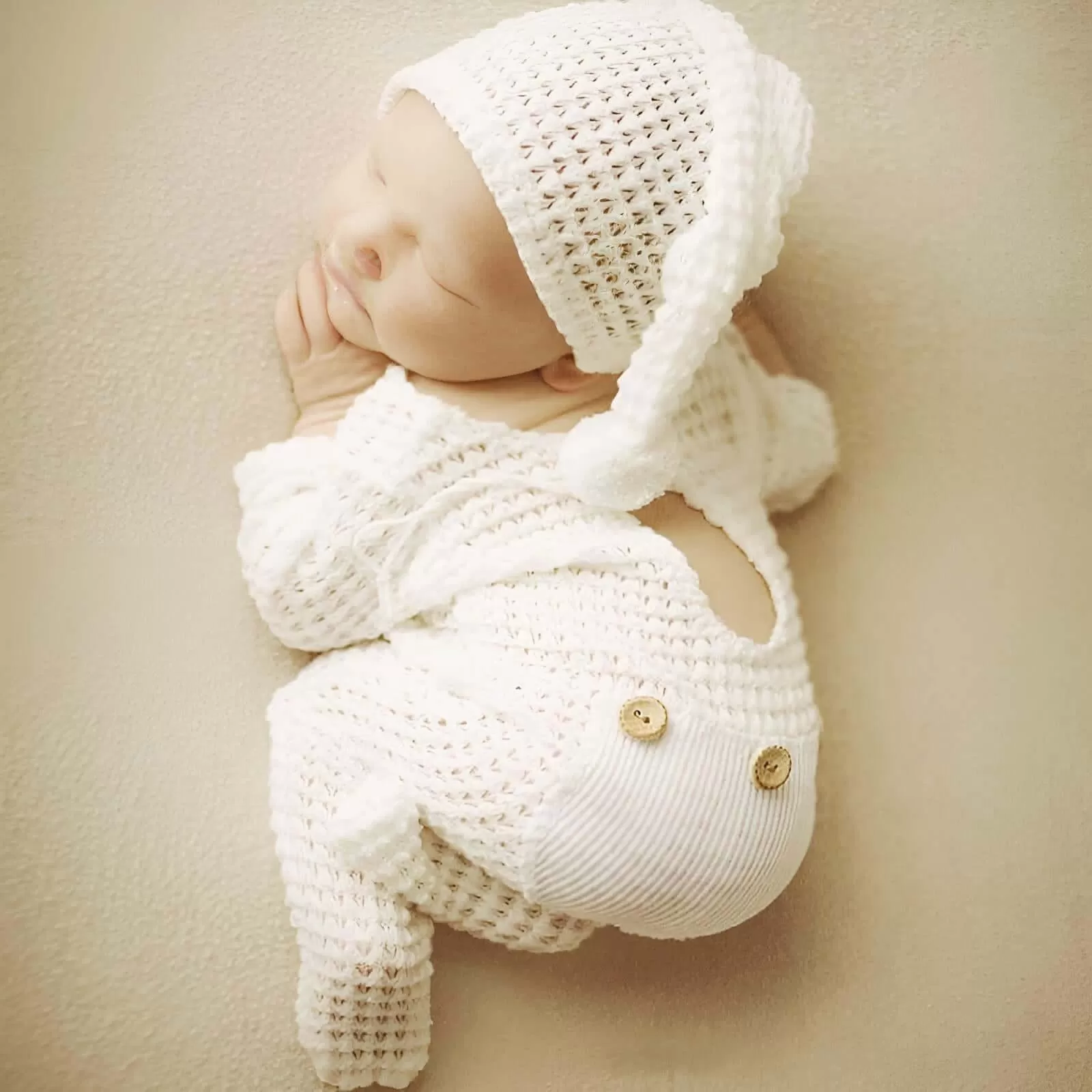 Newborn Photography Knit Crochet Hat   Romper 2Pcs/Set