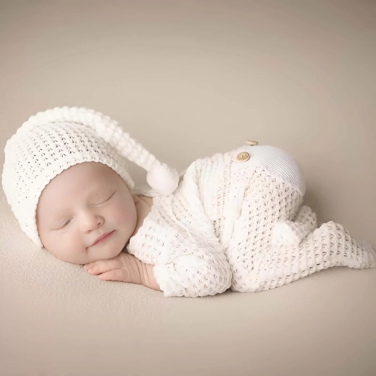 Newborn Photography Knit Crochet Hat   Romper 2Pcs/Set