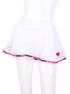 Off White mesh Love "O" Skirt with Black, Red Trim