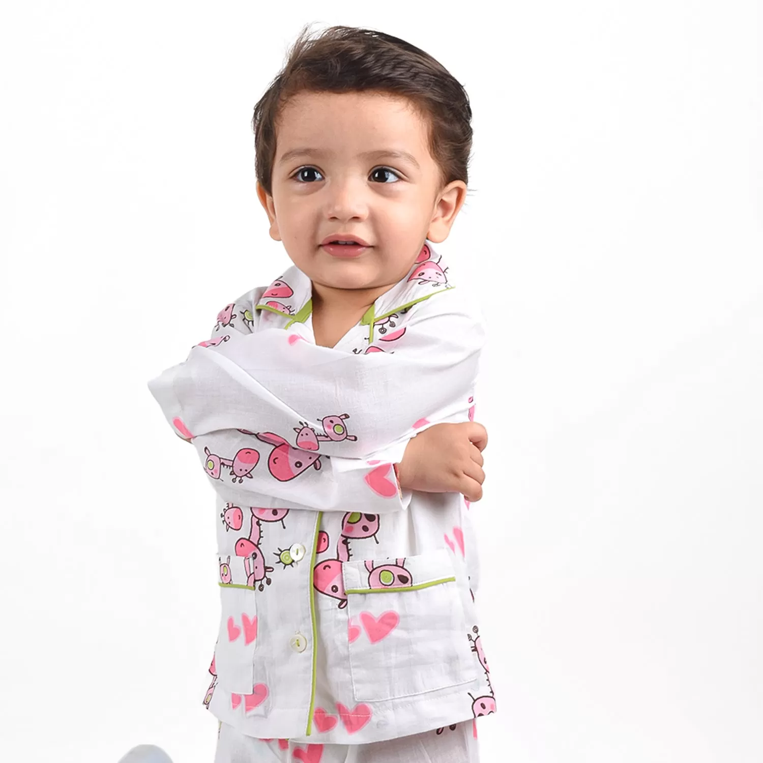 Organic Cotton Unisex Kids Pajama Set Combo | Night Suit | Sleepwear | Pink Giraffe