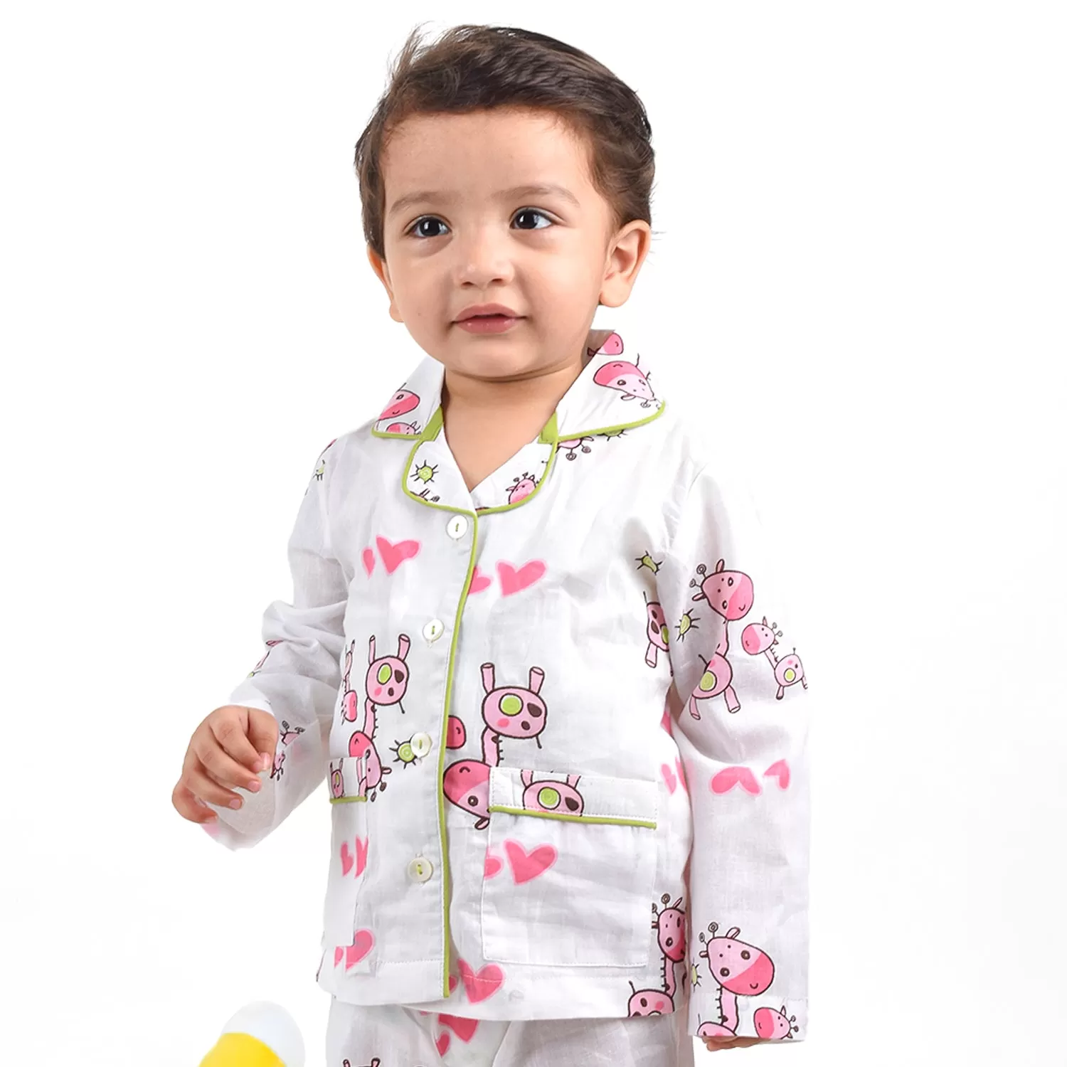 Organic Cotton Unisex Kids Pajama Set Combo | Night Suit | Sleepwear | Pink Giraffe