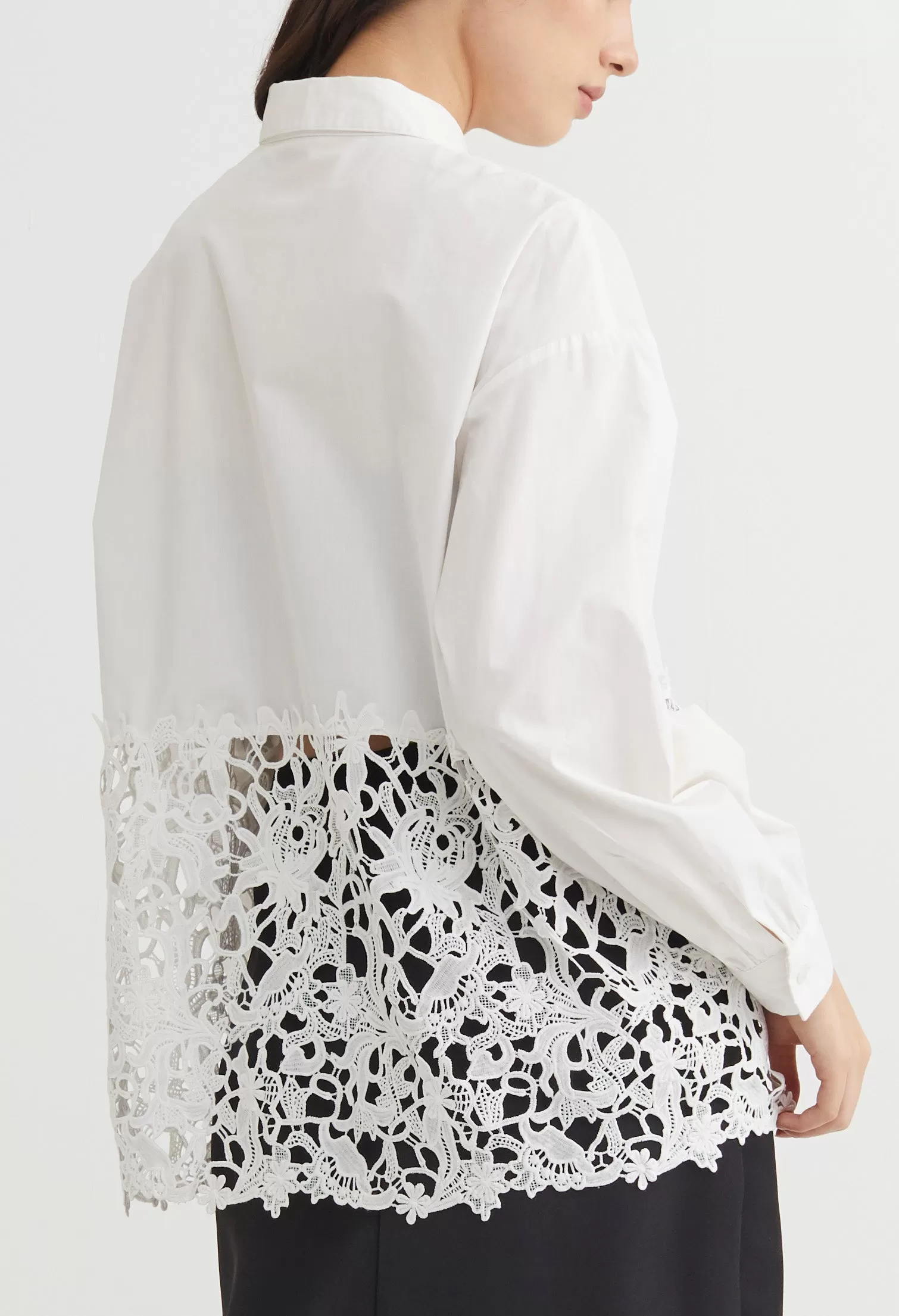 Oriental Lace Button Down Blouse