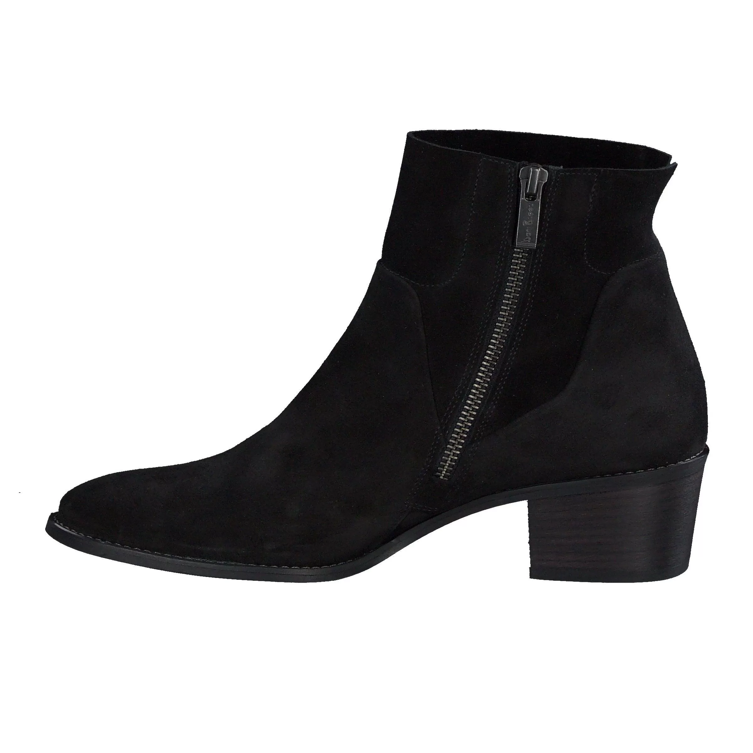 PAUL GREEN Black Soft Suede  Ankle Boot with Block Heel