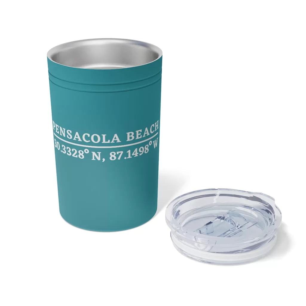 Pensacola Beach Coordinates Vacuum Tumbler & Insulator, 11oz.