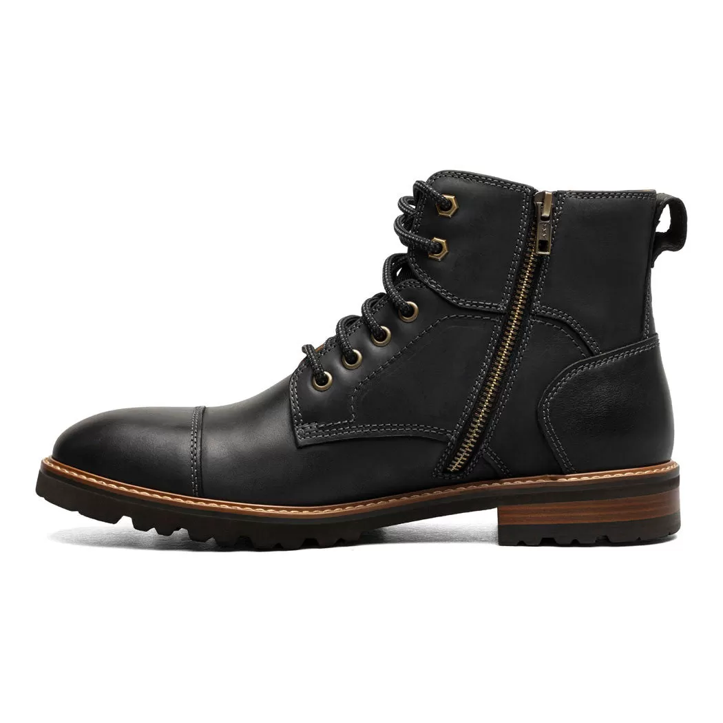 Renegade Cap Toe Black Crazy Horse Lace Up Boots