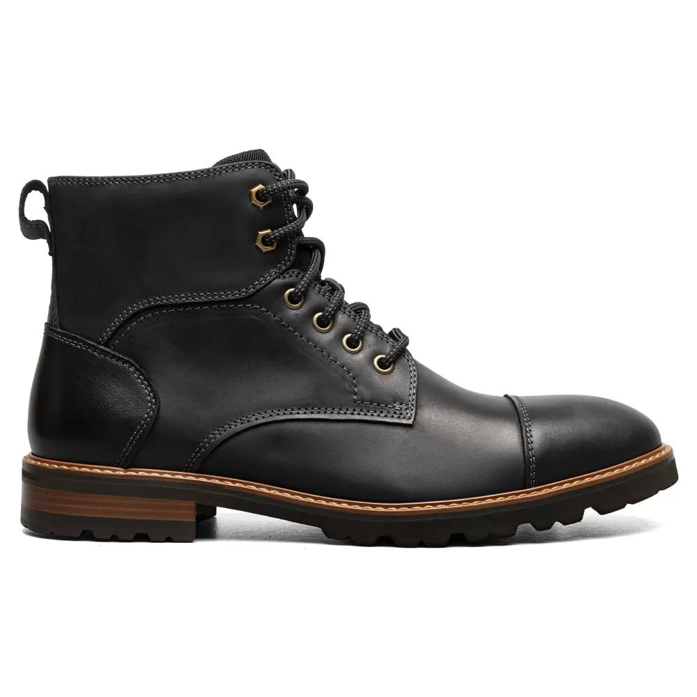 Renegade Cap Toe Black Crazy Horse Lace Up Boots