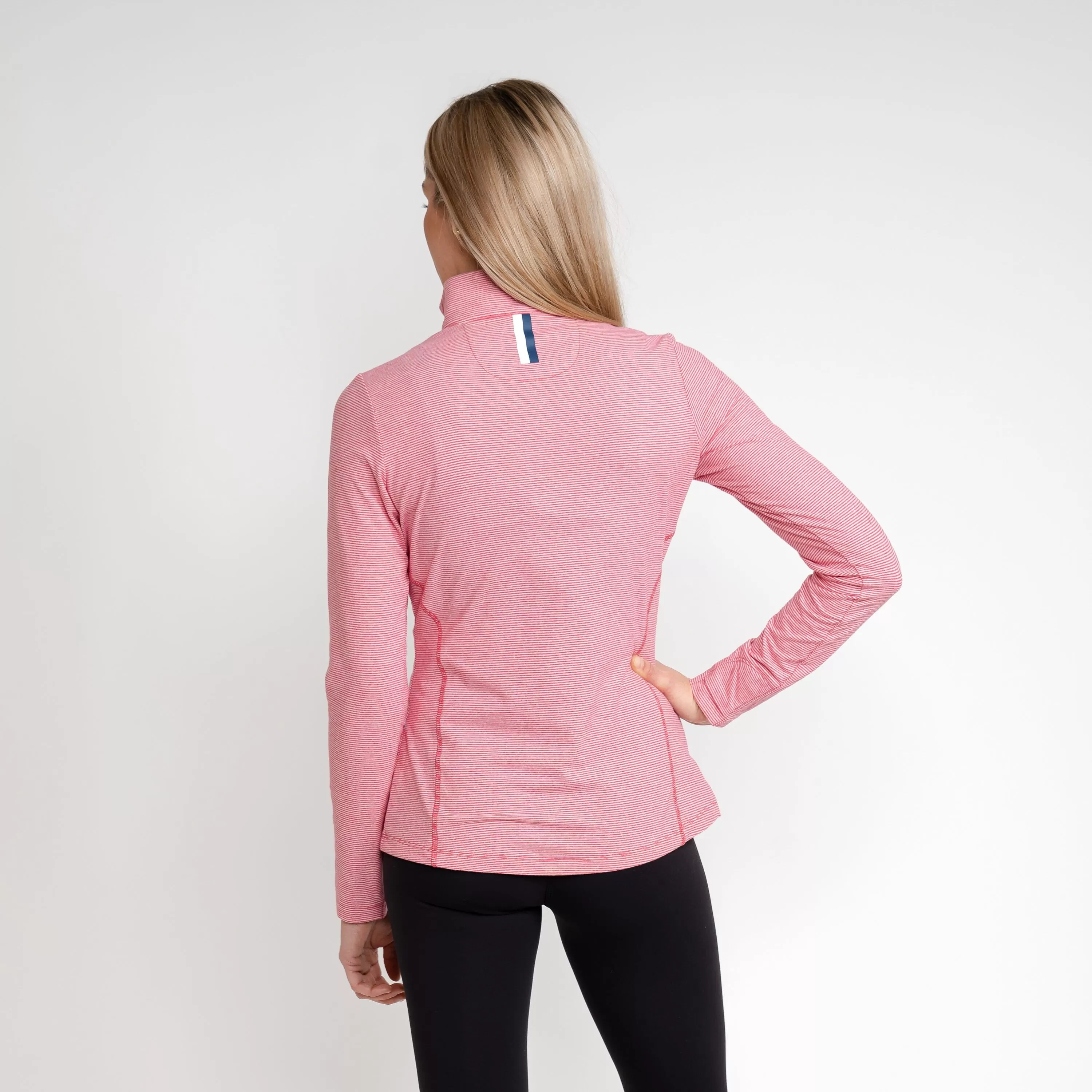 Riva Heather Stripe Performance Q-Zip | The Riva Heather Stripe - Classic Red/White