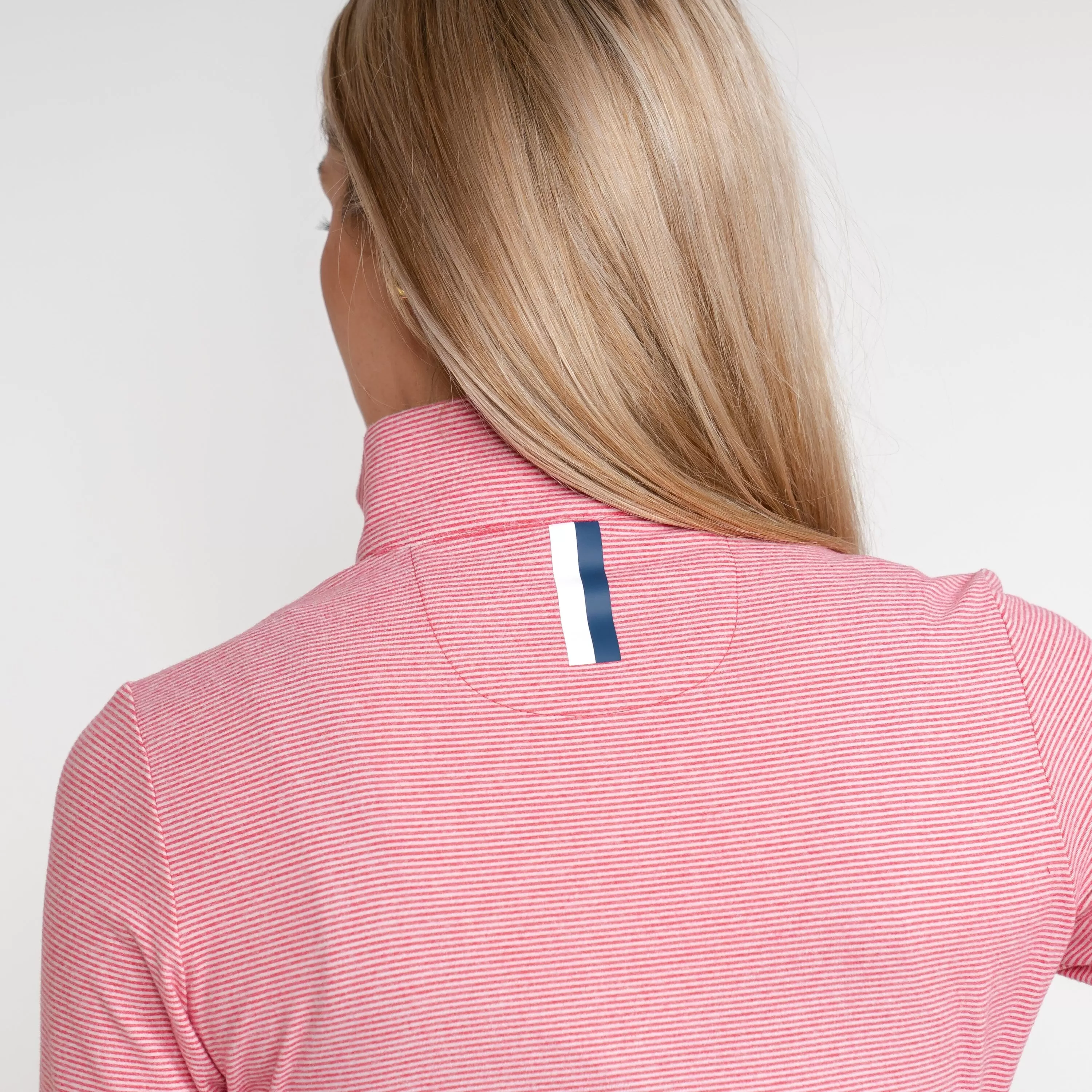 Riva Heather Stripe Performance Q-Zip | The Riva Heather Stripe - Classic Red/White