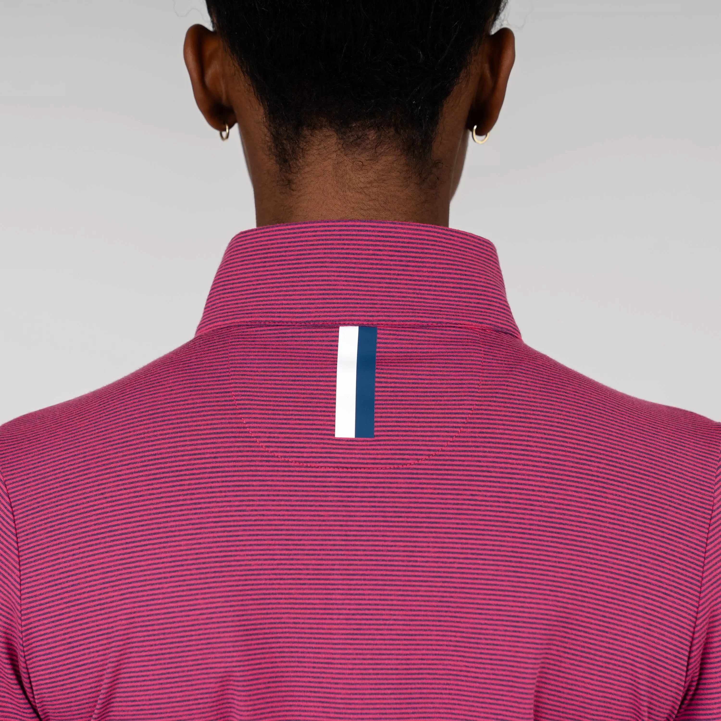 Riva Heather Stripe Performance Q-Zip | The Riva Heather Stripe - Raspberry/Midnight Blue