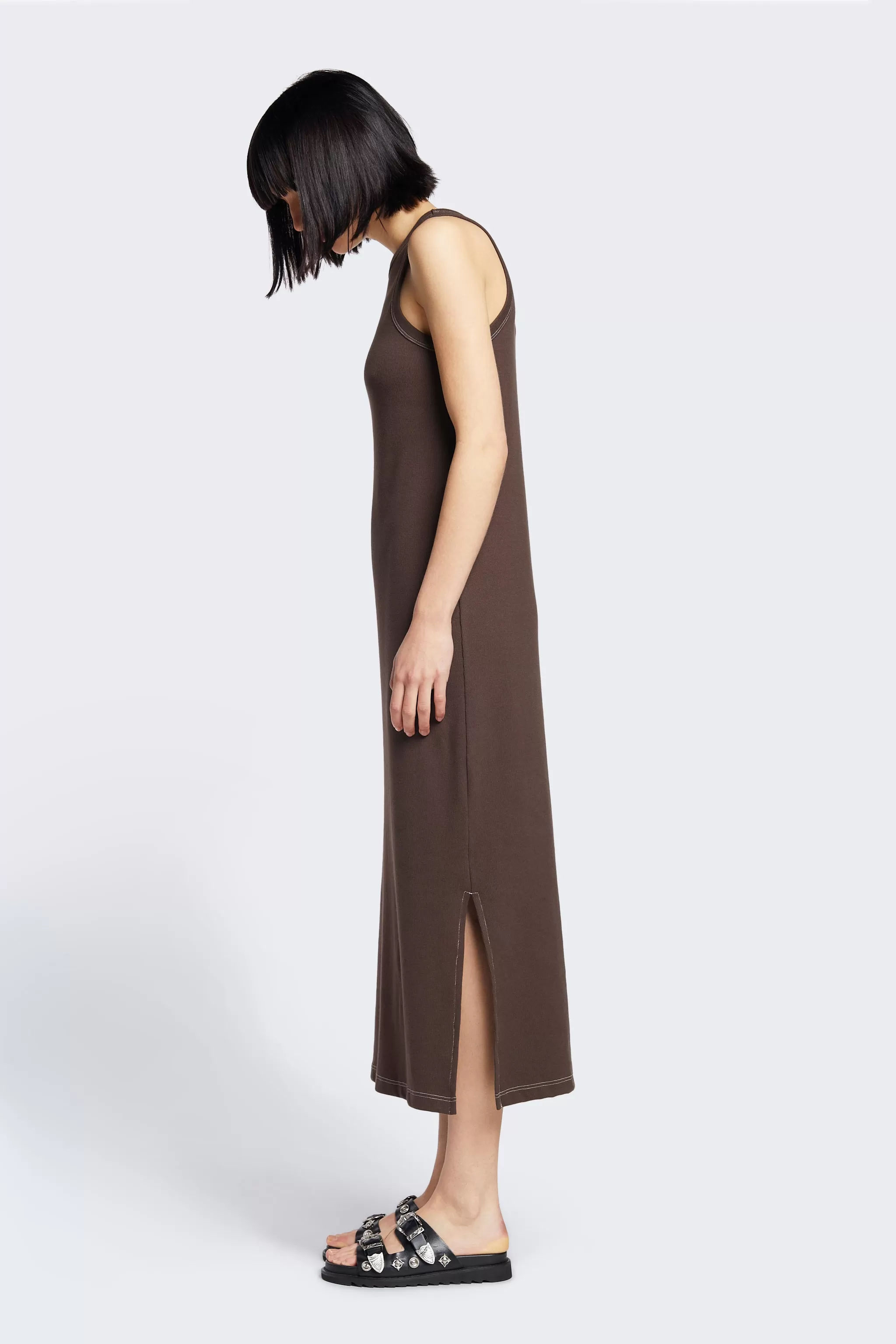 Spire Rib Dress Chocolate