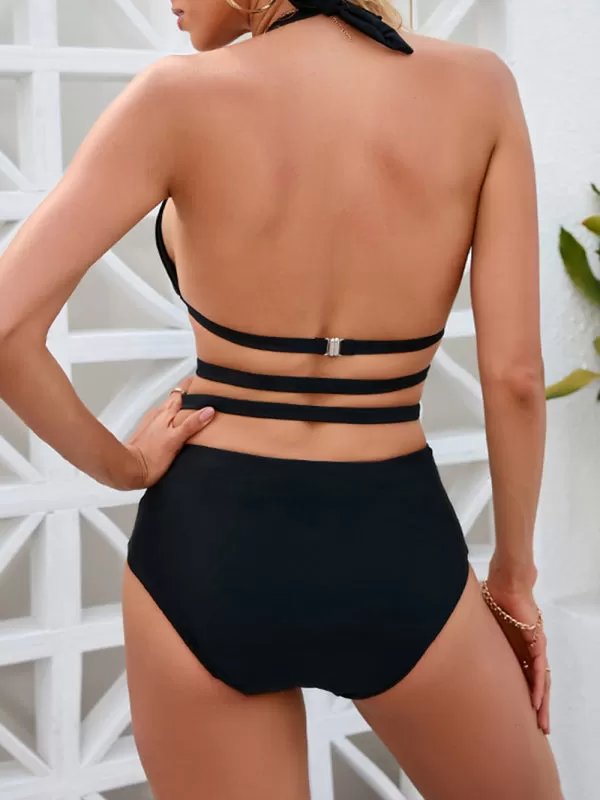 Women's Sexy Backless V Neck Swimsuit